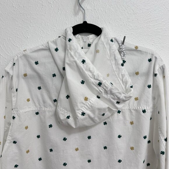 Denim & Flower Ricky Singh Green Shamrock Print Zip Up Jacket White Men's Size L - Picture 6 of 12